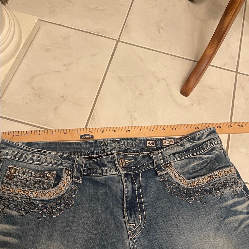Miss Me Embellished Blue Straight Leg Jeans - Picture 3 of 8